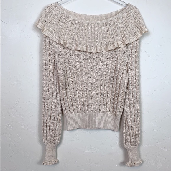 FREE PEOPLE Crazy In Love Off-Shoulder Boho Peasant Sweater S - Picture 3 of 10